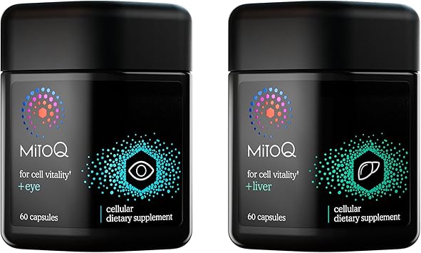 MitoQ +Liver & +Eye Bundle Advanced Antioxidant Supplements for Metabolism, Detox & Blue Light Protection | Supports Liver Health, Eye Vitality & Natural Detox 2 x 60 Capsules
