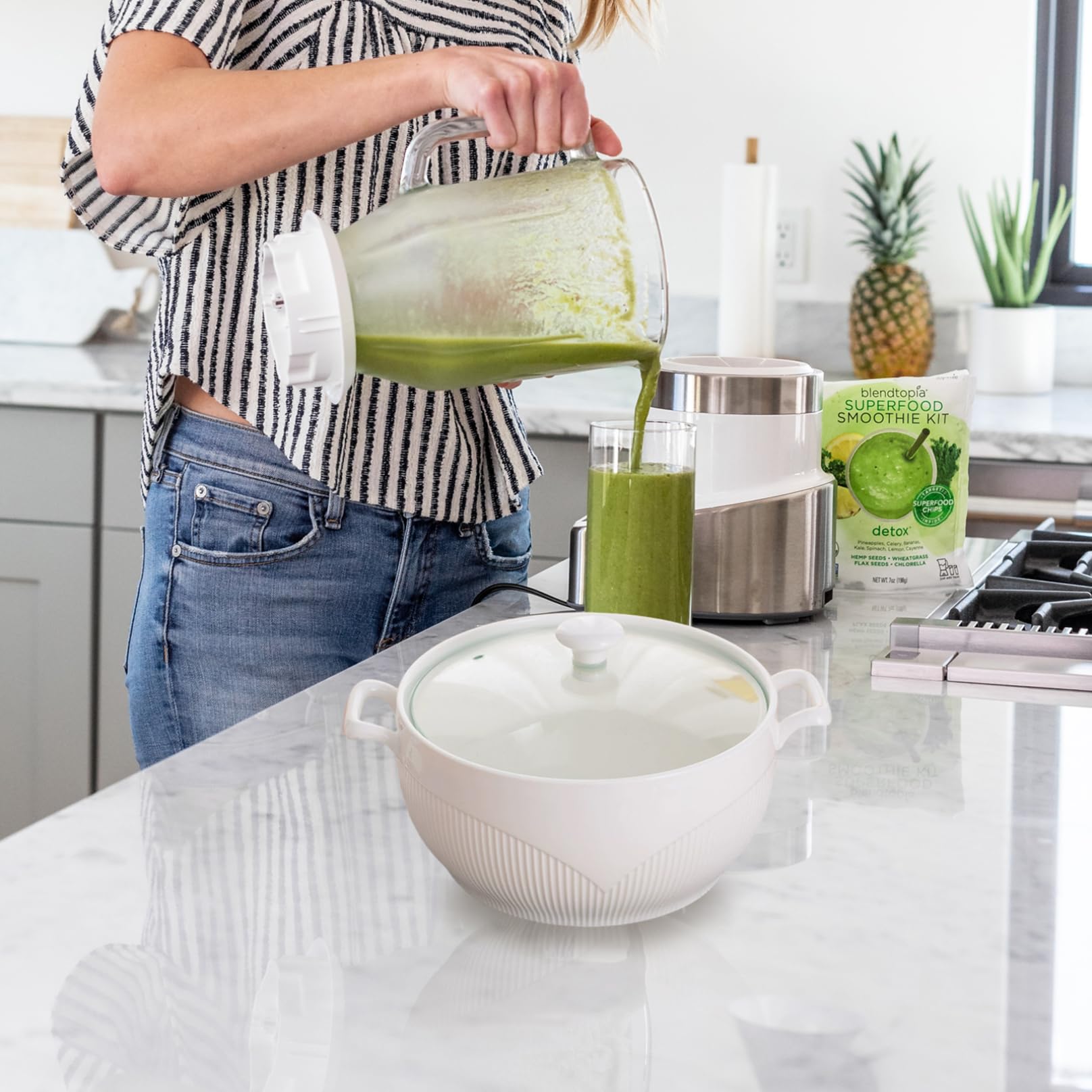 Soup Tureen Bols de service ronds en céramique de 2600 ml avec couvercles Bols à soupe résistants à la chaleur avec poignées Passe au micro-ondes pour la cuisine la maison du restaurant |.Accessoi