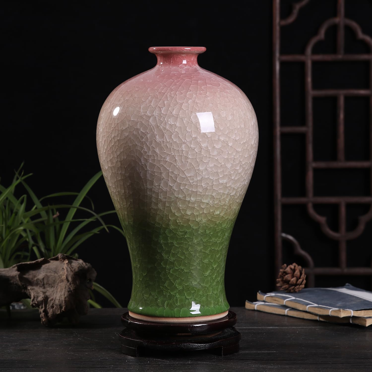 HeifgottDecorative Ceramic Vases for Flower Three-Tone Chinoiserie Flower Vase for Flower Arrangement Table Centerpieces Living Room Home Decor Bedroom Shelf Fireplace