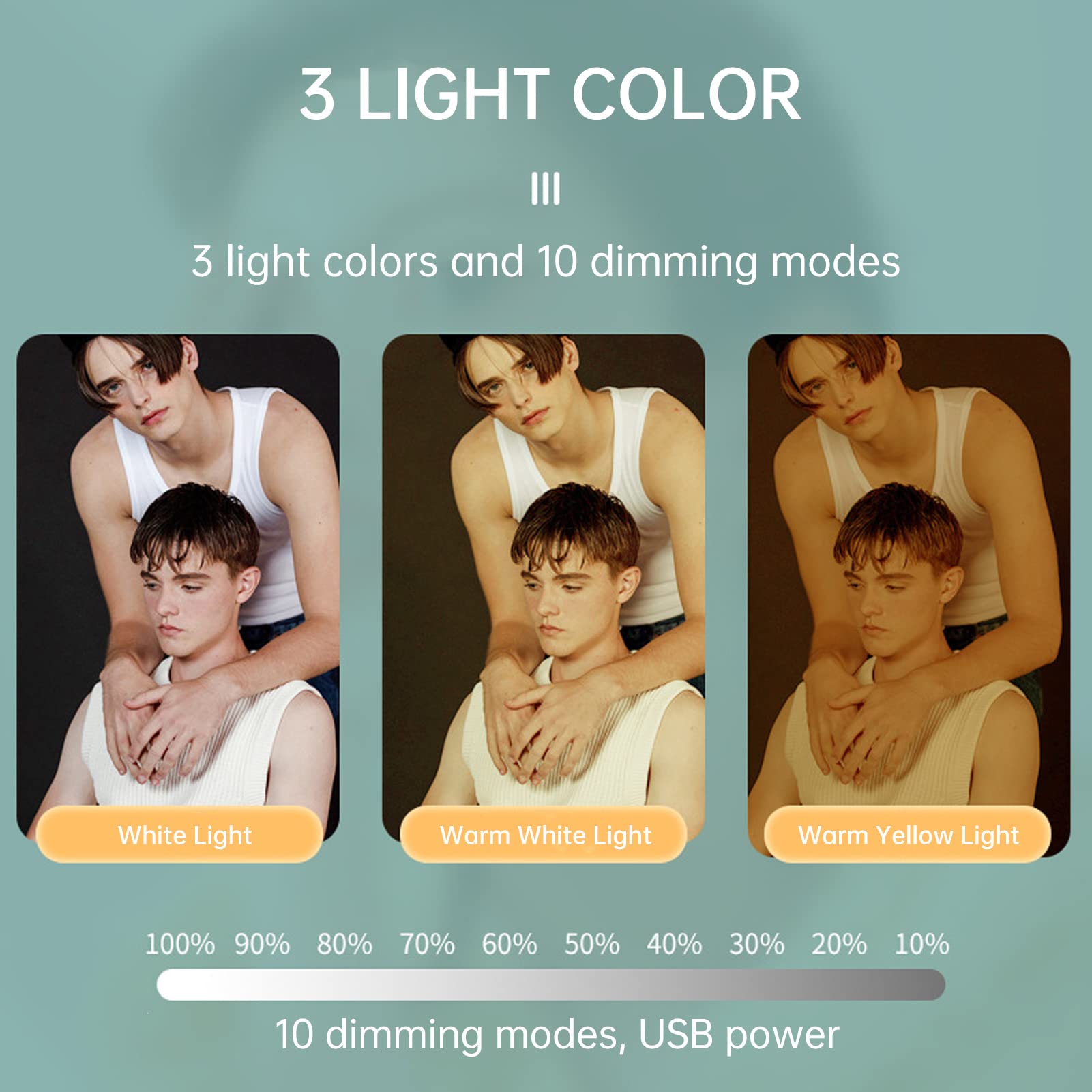 Luce per webcam Mini luce video 3 colori chiari 10 modalità di attenuazione Luce video LED girevole flessibile alimentata tramite USB per videoconferenza Videochiamata