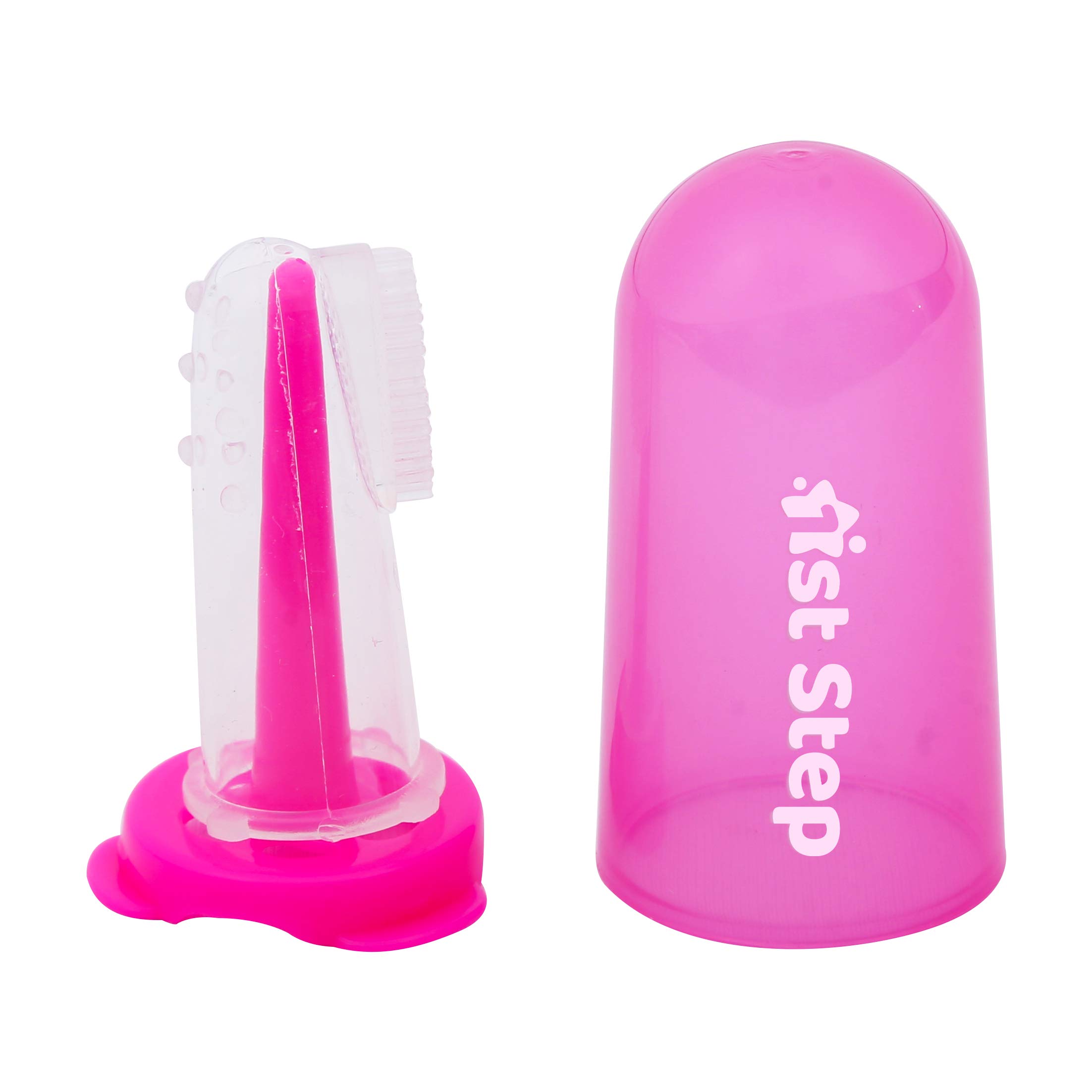 1st Step Silicone Finger Brush with Drying Rack (Pink)-image-14