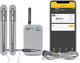 RFX | Smart Wireless Meat Thermometer | Wi-Fi & Radio Frequency | Stronger Signal Than Bluetooth | Meat Probe for Use in Smoker, Grill, BBQ, Oven - 2-Probe Kit