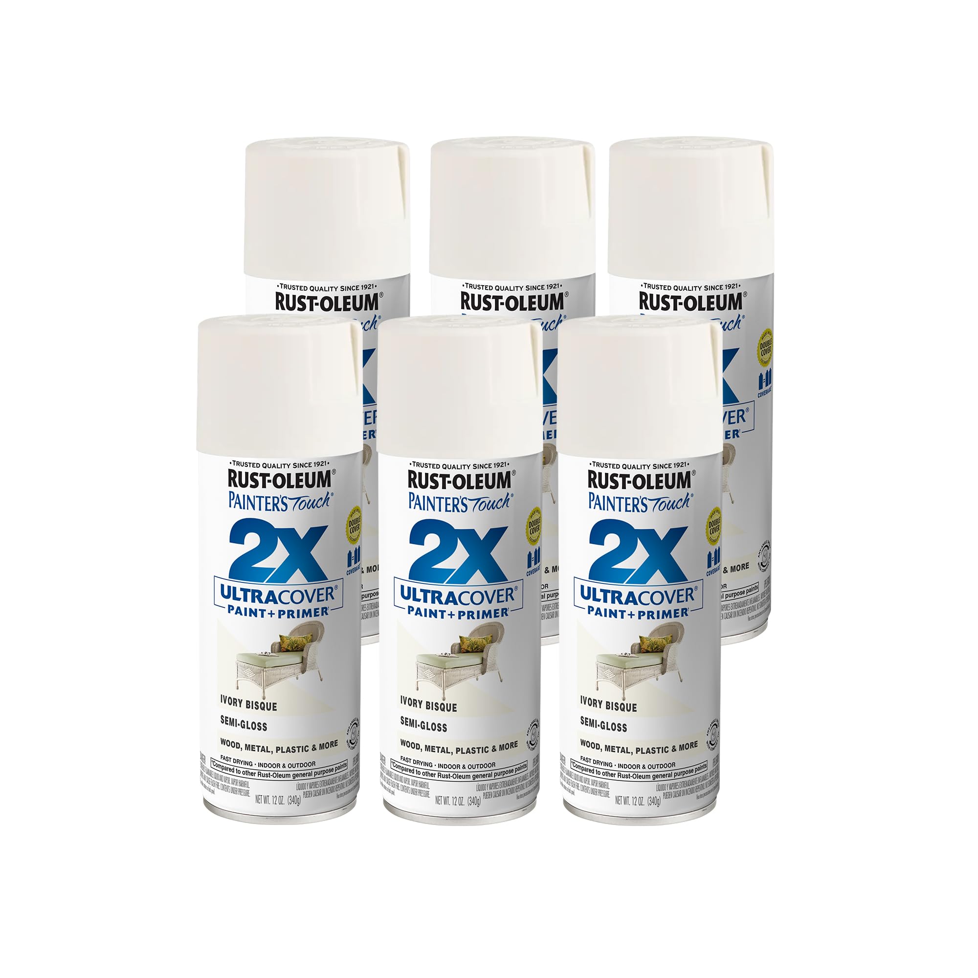Rust-Oleum Painter's Touch 2X Spray Paint, Semi-Gloss Ivory Bisque