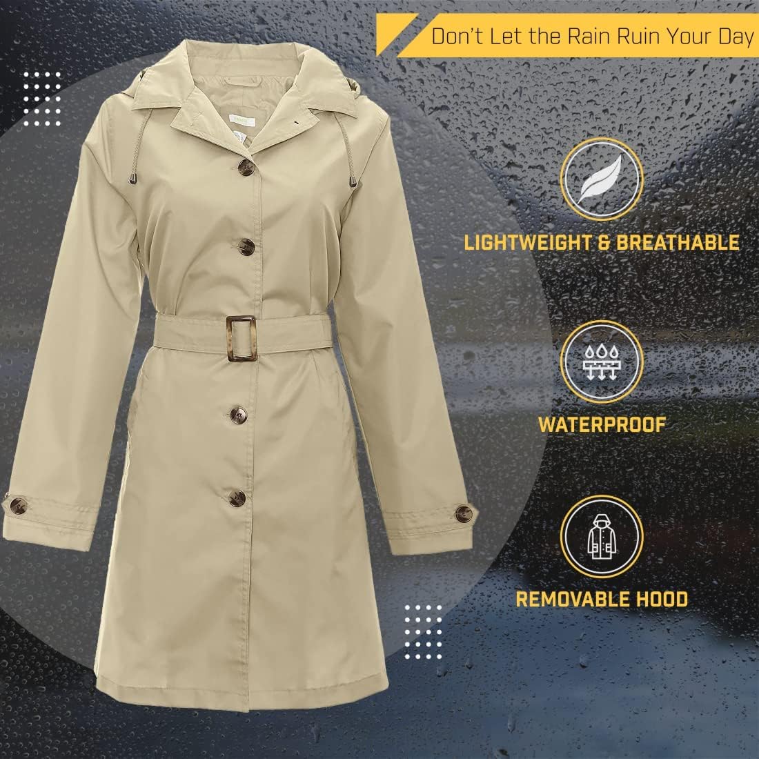 Capelli New York Ladies Rain Slicker with Removable Hood