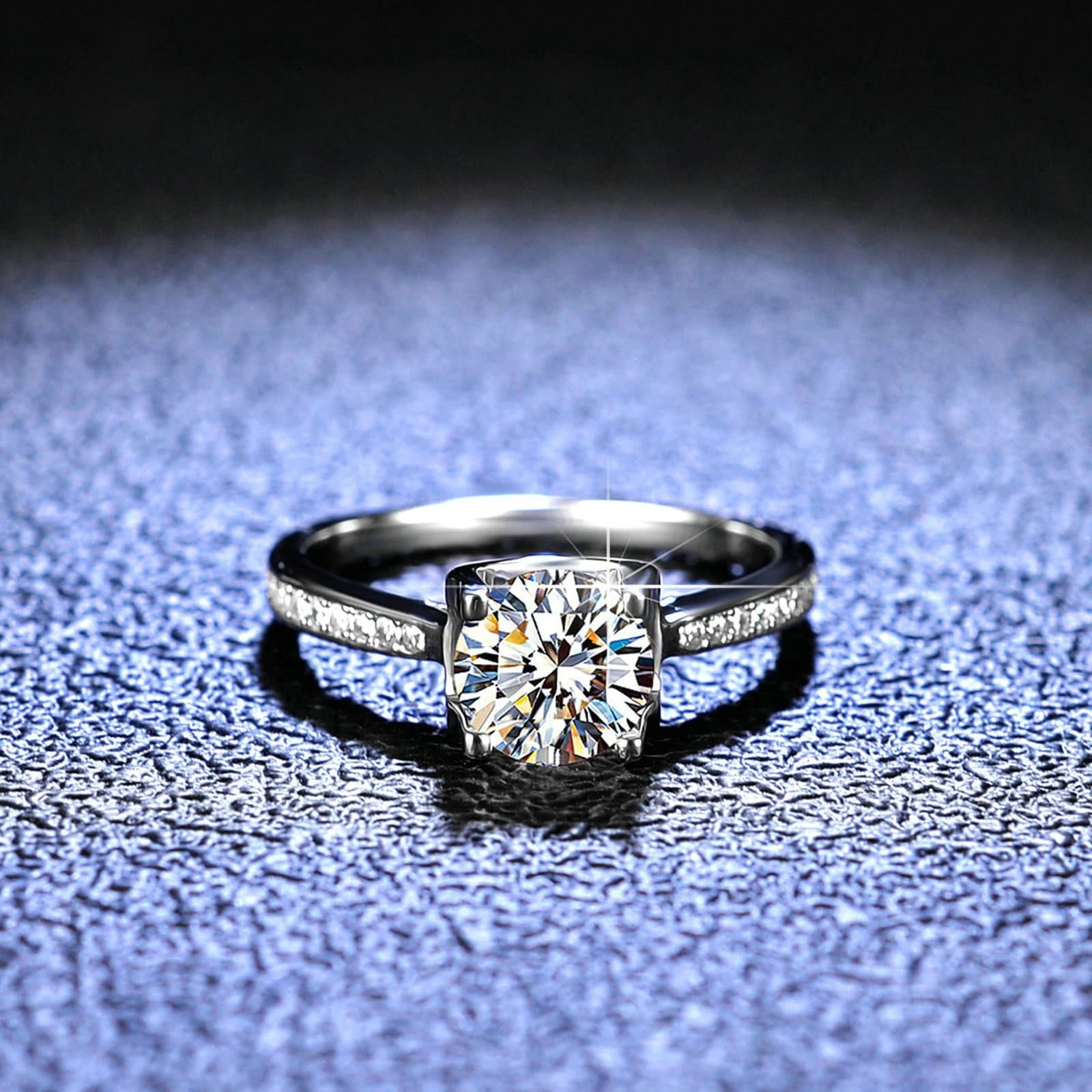 Anillos de boda de platino 950, joyas de oro auténtico, 6 garras con diamante creado en laboratorio, anillos de boda PT950, talla 48 (15,3)