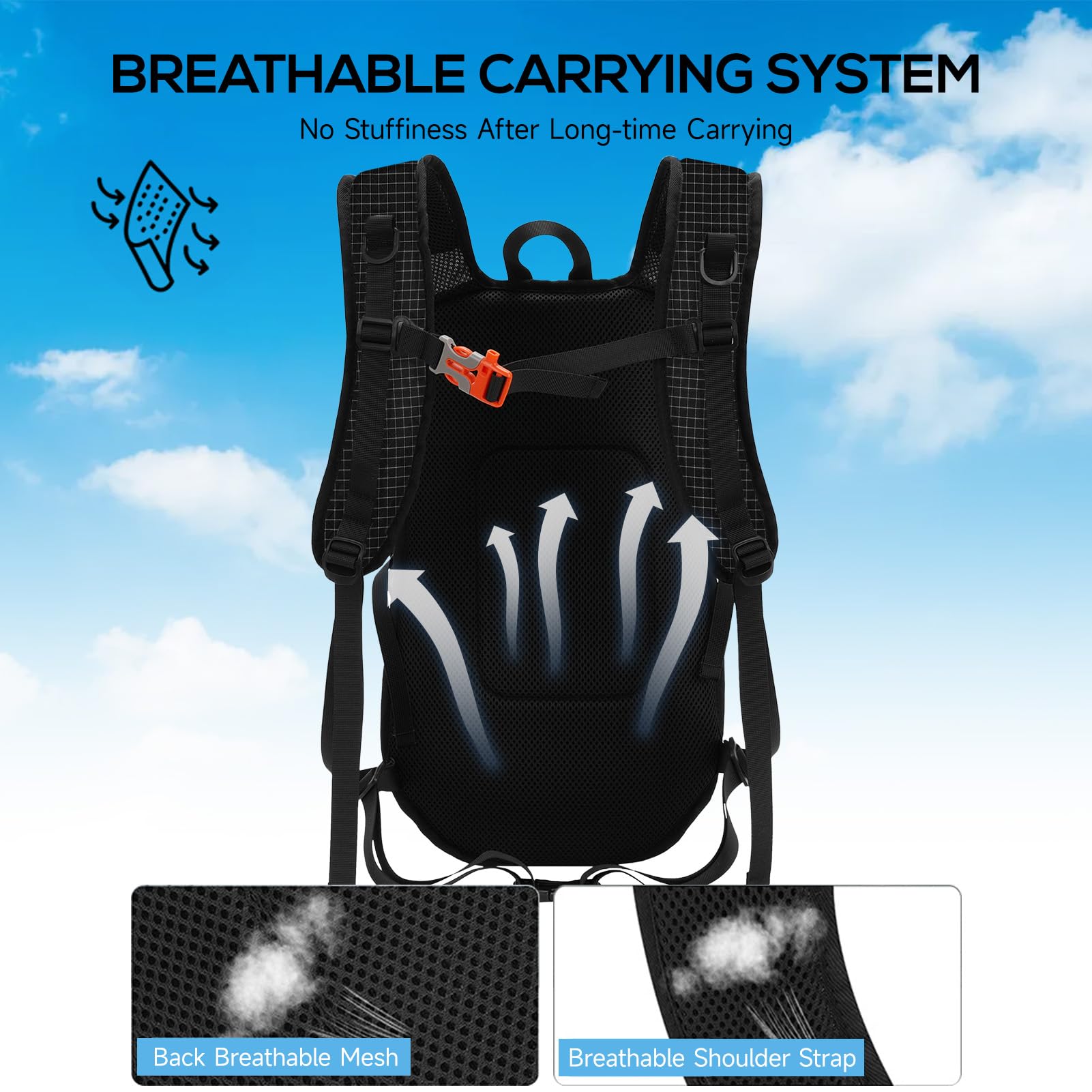 Piccolo zaino da escursionismo, 25 l, leggero, da viaggio, escursionismo, zaino in nylon 210D, tessuto a griglia per donne e uomini, per trekking, zaino in spalla, sport all'aria aperta