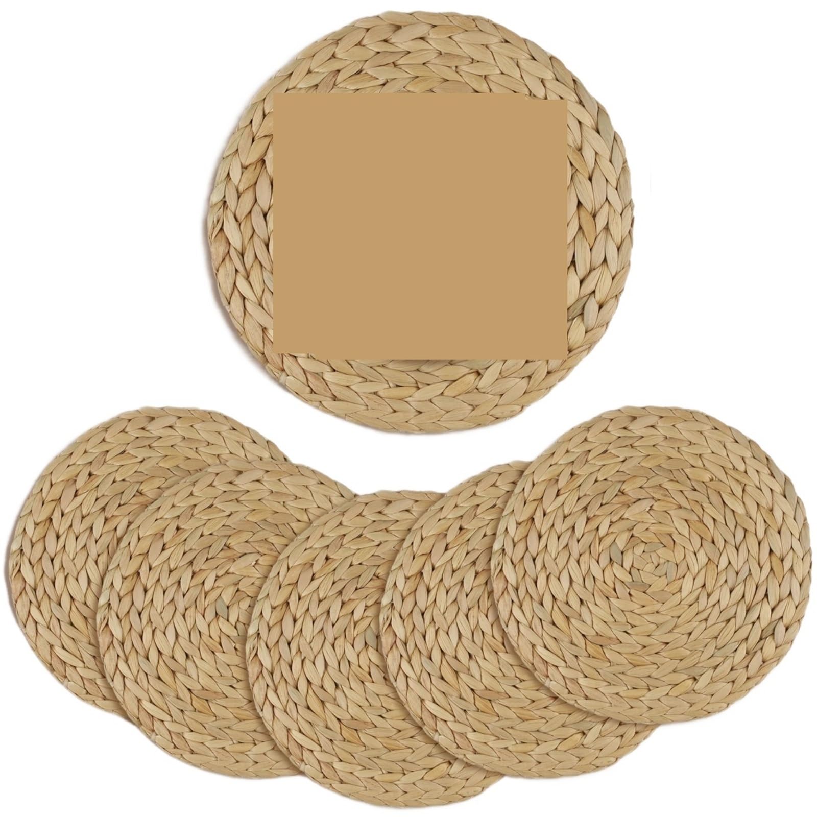Wicker Placemat Set of 6 30cm Round Handwoven Rattan Placemats Heat Insulation Natural Wicker Woven Table Pot Mats For Dining Home Wedding Decor(6pc B)