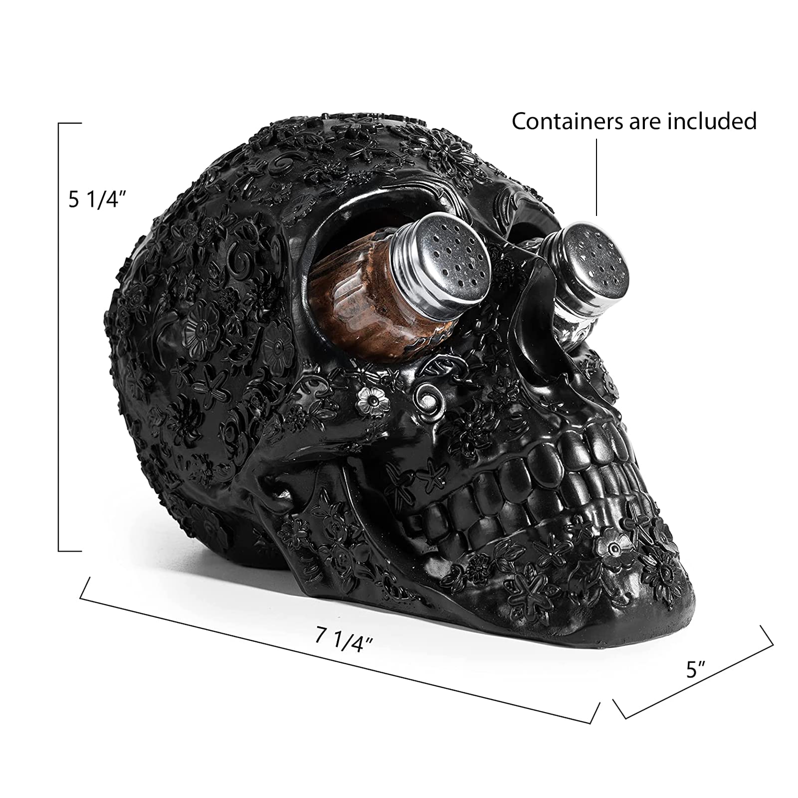 Juego de salero y pimentero de calavera, decoración de cocina, soporte de especias de cocina, malvado humano, medieval, de polirresina, soporte para sal y pimentero, organizador de cocina del Día de