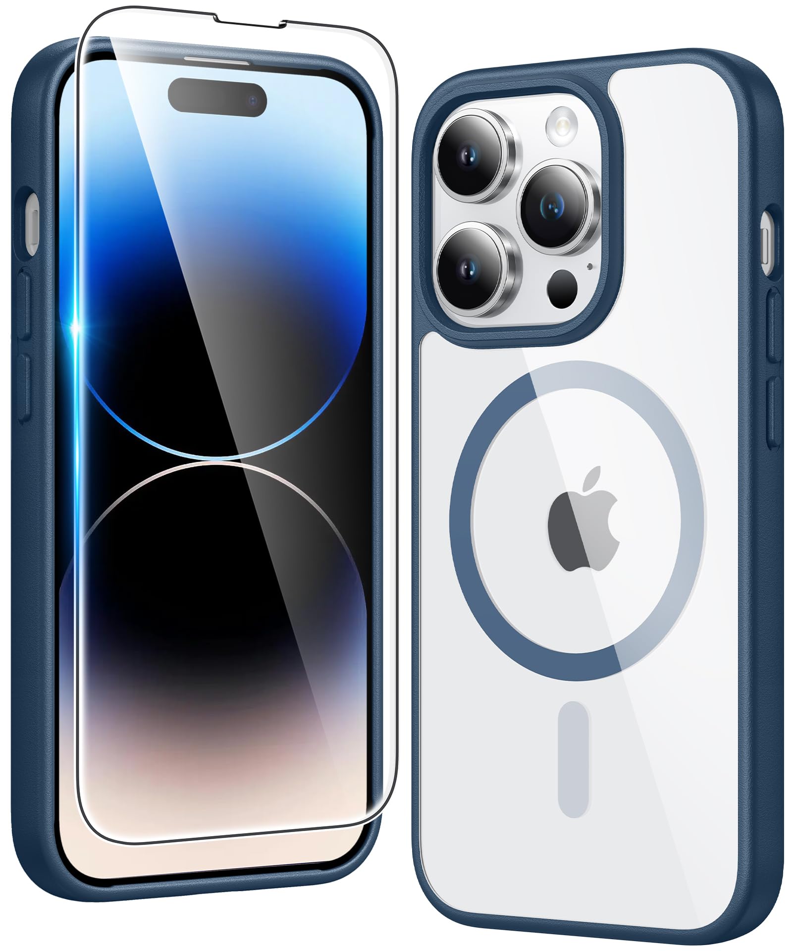 FNTCASE for iPhone 14 Pro-Max Case Compatible with Magsafe Clear Phonecase | Screen Protector, Military Grade Drop Protection, Slim Magnetic Phone Cases, Shockproof Bumper, Transparent Cell Cover