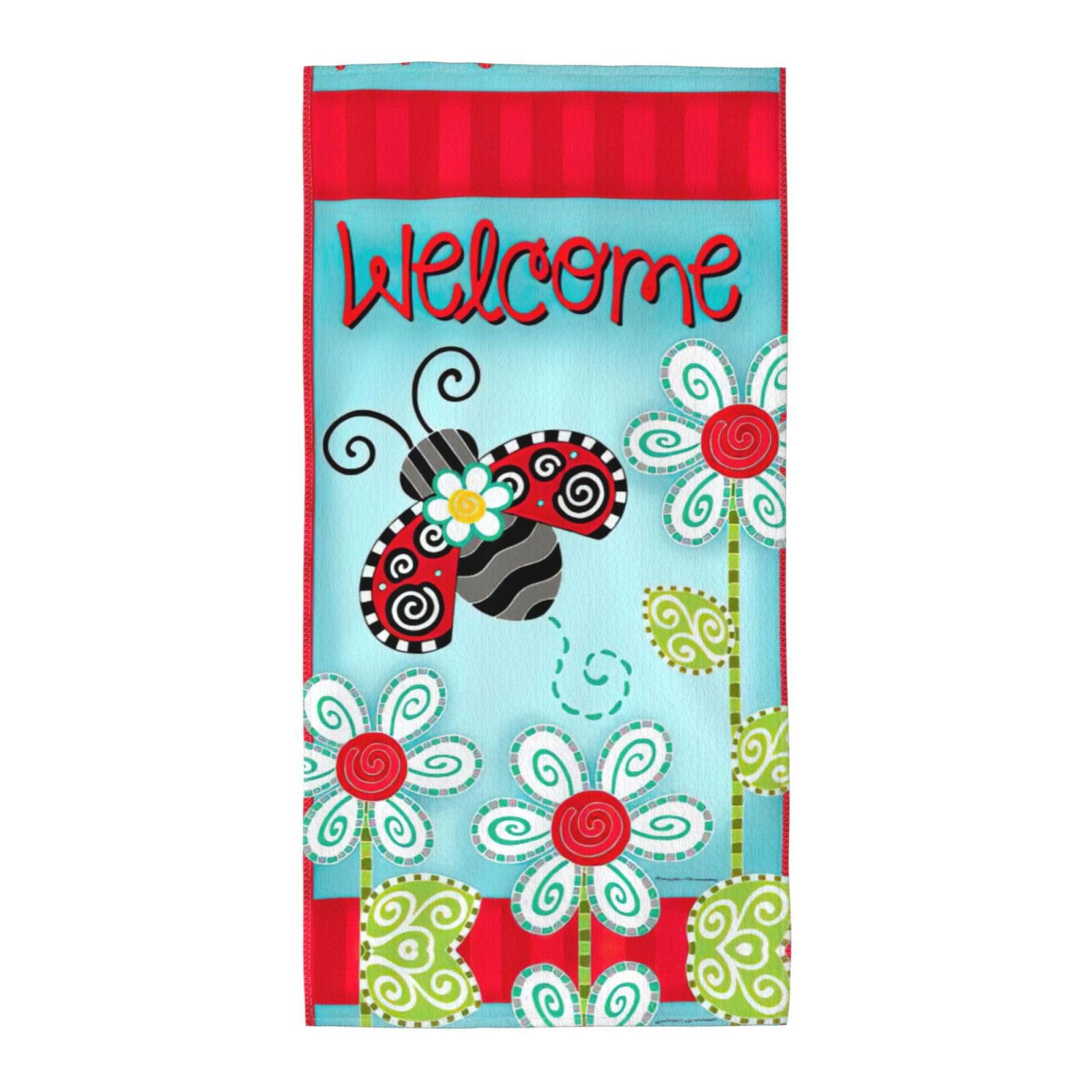 WYCZHY Ladybug Flower Printed Quick Dry Beach Towel For Camping Travel Vacation