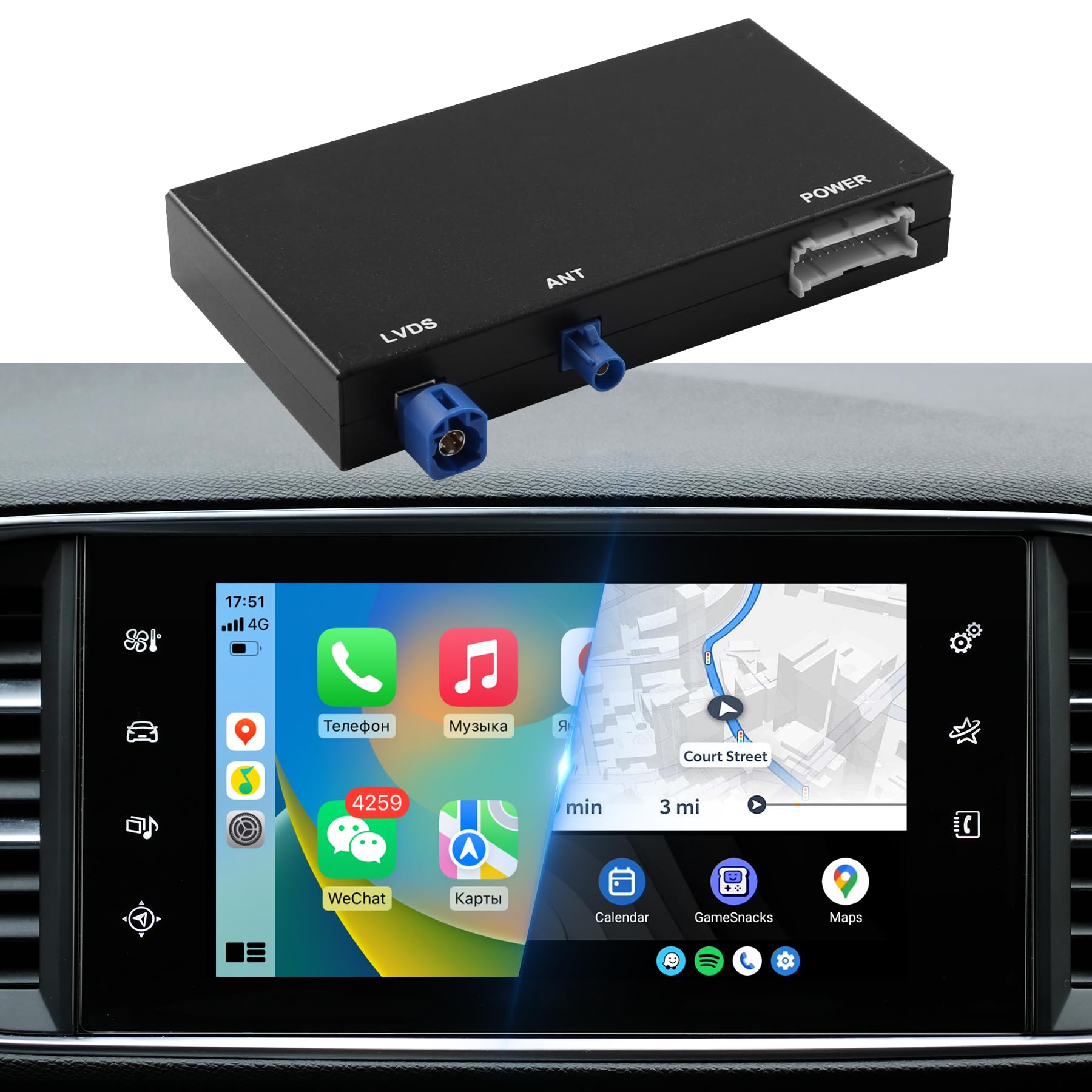Bezprzewodowy zestaw modułów samochodowych Carplay & Android do Peugeot & Citroen Picasso (Smeg & MRN System) DS4 DS3 308 508 208 2008 3008 C4 Mirror Link Navigation OEM Upgrade Camera Audio