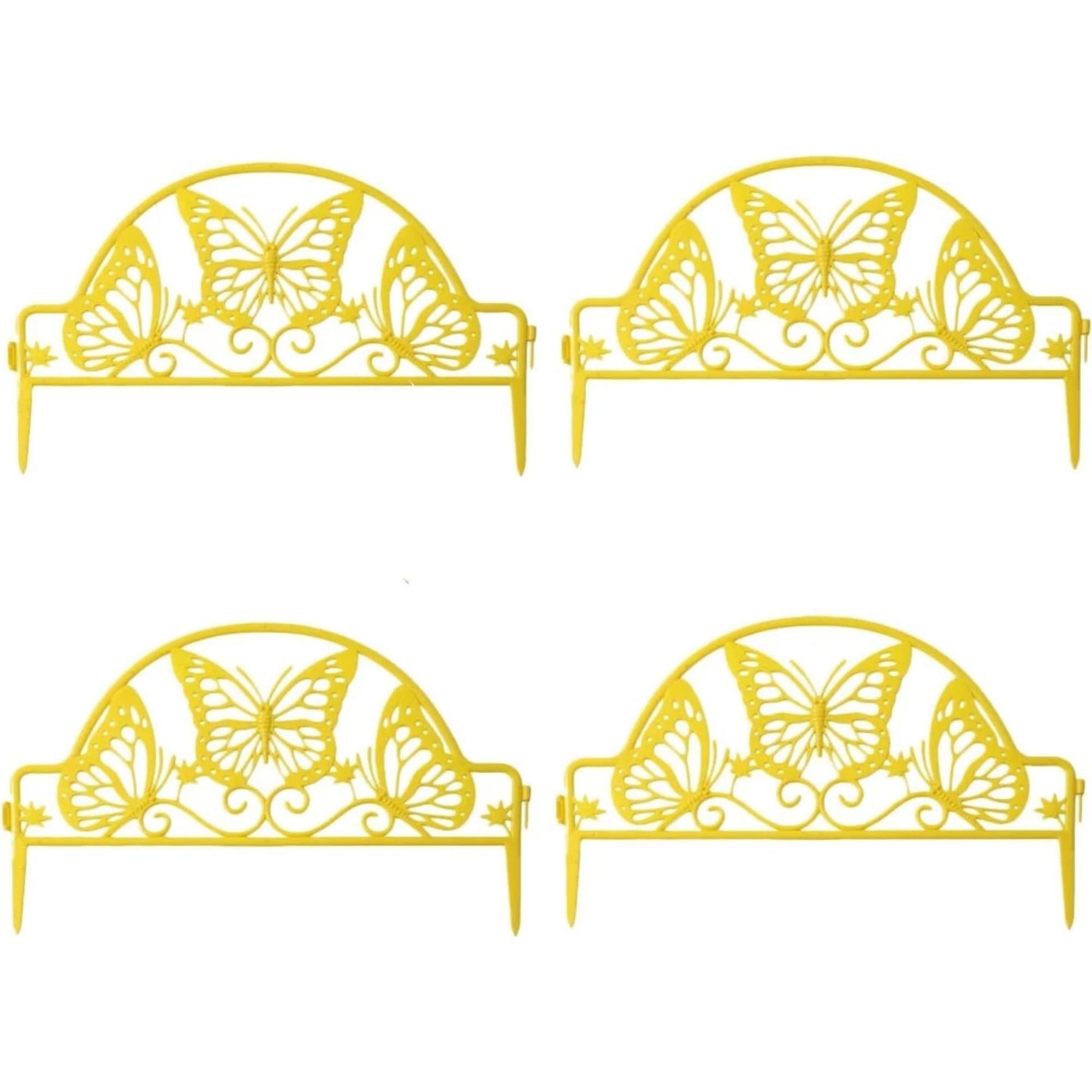 Lawn Border Edge Fence Pack of 10 Plastic Wooden Effect Edging Picket Garden | Decorative Garden Ornamental Edging Border Lawn Picket Fence Landscape Path Panels (Yellow)