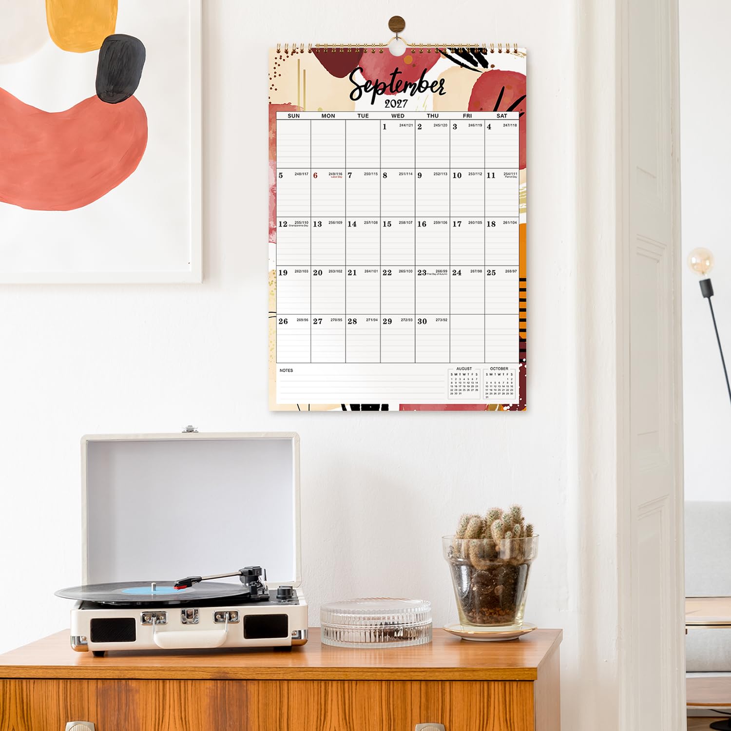 Wandkalender 2023-2024,18 Monate Kalender von Juli 2023,Dez. 2024, 30.5x43.2 cm, Doppeldrahtbindung, Tagesblöcke mit julianischen Daten, perfekt für die Organisation zu Hause, in der Schule & Büro