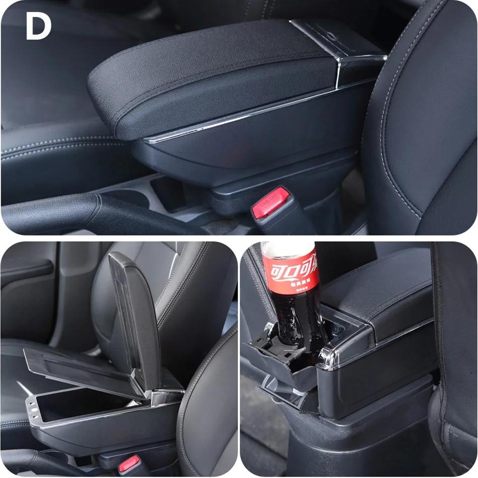 Box Bracciolo Con Supporto Multifunzionale Accessorio Per La Modifica Degli Interni Dell'auto Imbottito In PU Per Octavia Per Yeti Mk2 A5 Consolle centrale(D2 Black line No USB)