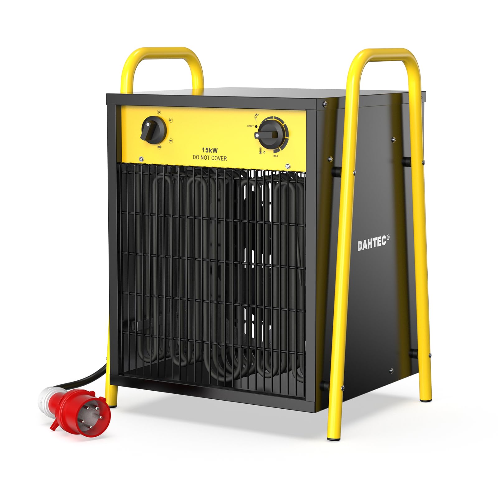 15 kW Elektro Heizlüfter Große Räume mit Thermostat & 3 Heizstufen | Bauheizer, 400v, IP24, Stahlgehäuse, Industriequalität, Heizstrahler, Elektroheizer, frostwächter, für Garage, Baustelle