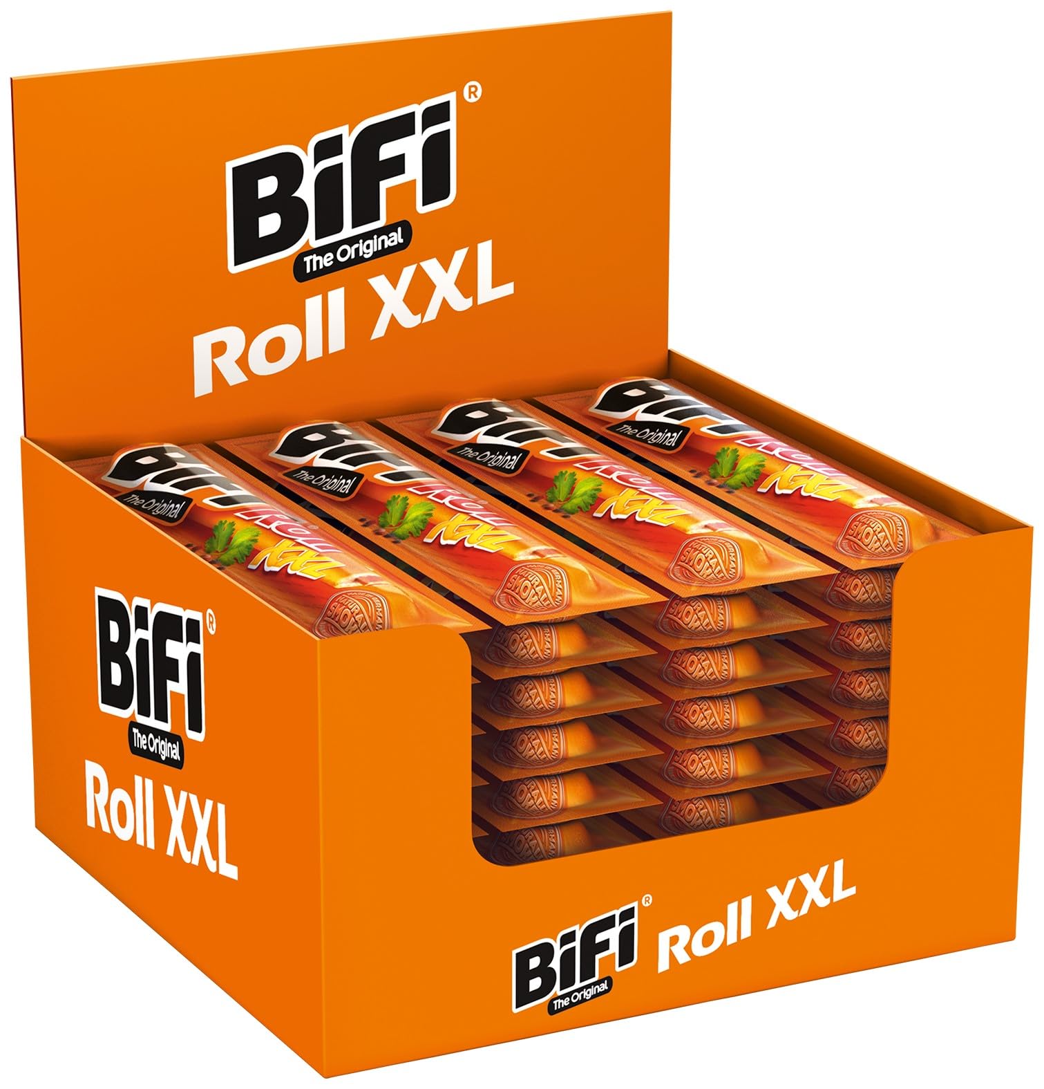 BiFi Roll XXL – 24er Pack (24 x 70g) - Salami Snack in einem lockeren Teig – Original Wurstsnack To Go - für Unterwegs, im Büro oder beim Sport - mit Pfeffer, Koriander und Knoblauch