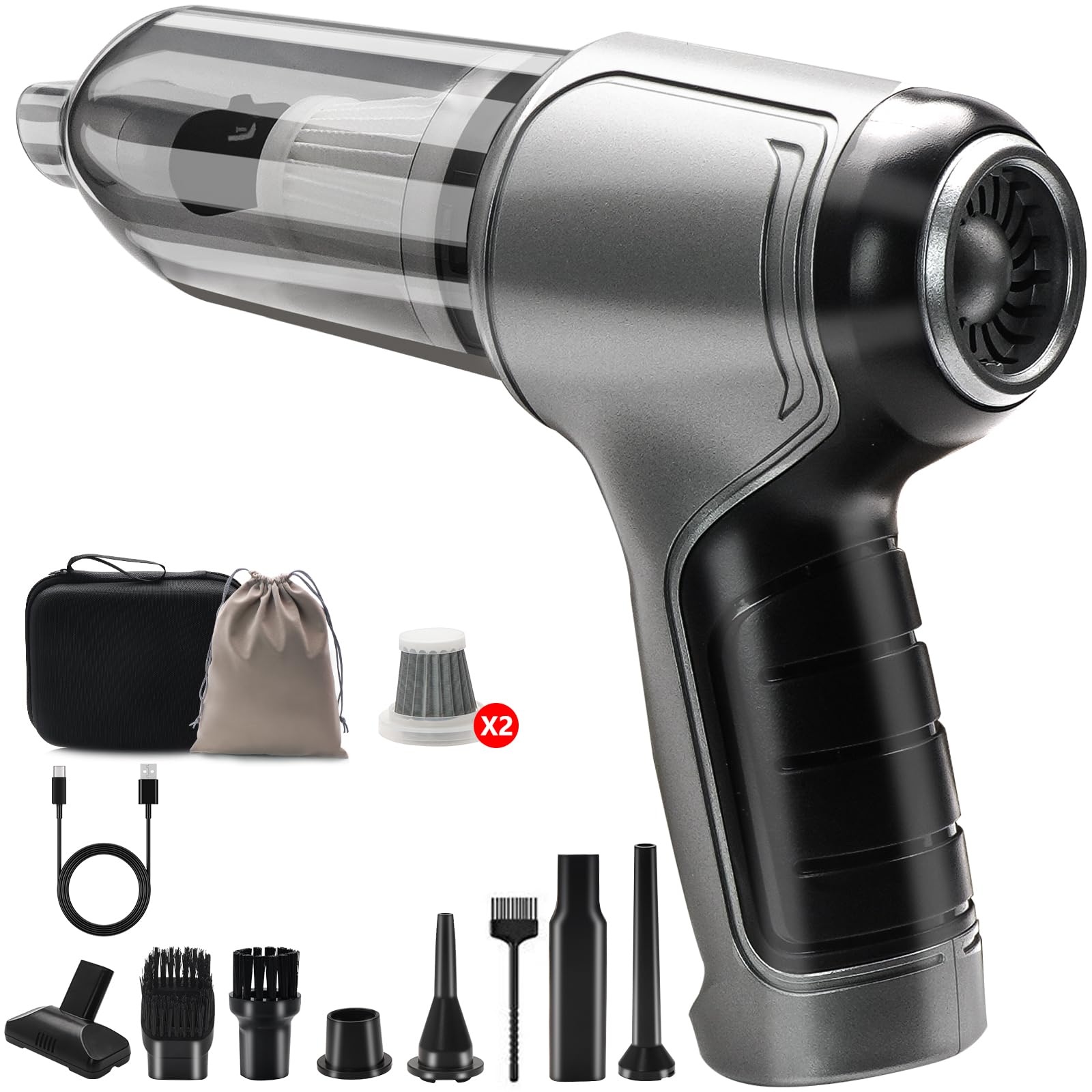 LFSMGS Cordless Handheld Vacuum Cleaner - 15,000PA Powerful Suction, Brushless Motor Car Vacuum for Pets Hair, Portable Cleaner for Cars/Home/Office