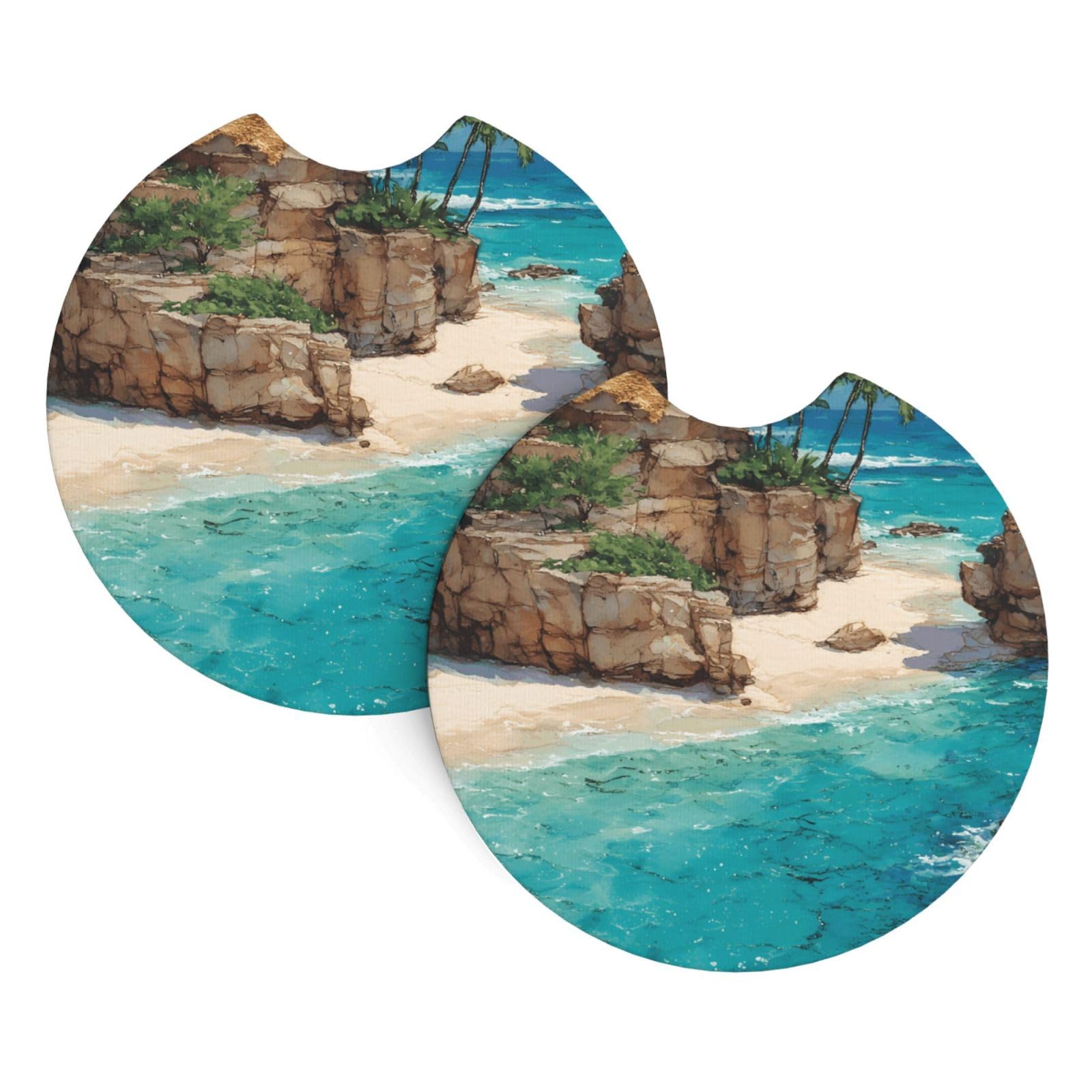 Coast of Dreams Car Interior Cup Holder Pad 2 PCS Car Coasters Scratch-resistant Odorless for Most Cars