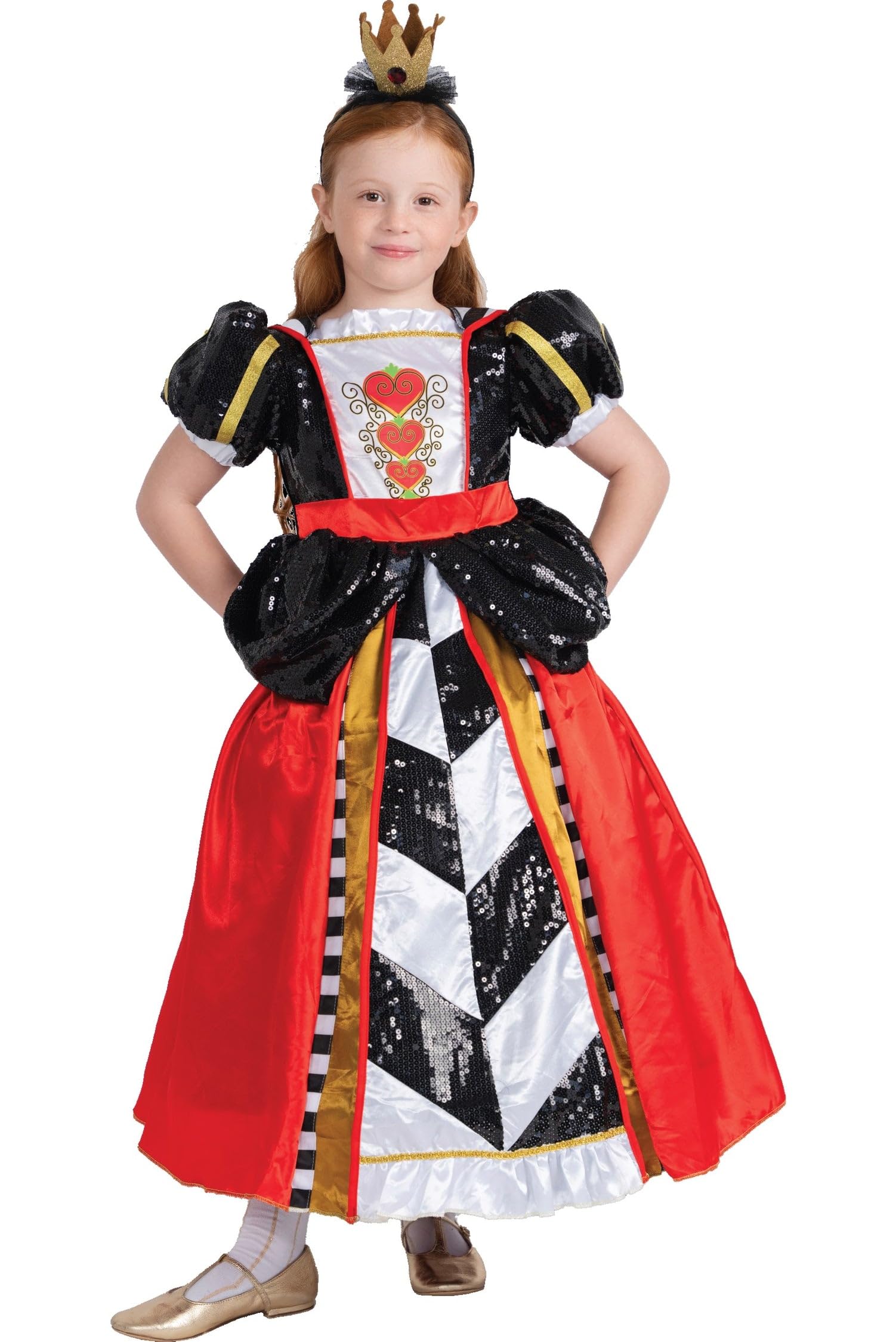 Dress Up America Queen of Hearts Costume for Girls - Red Queen Costume for Kids