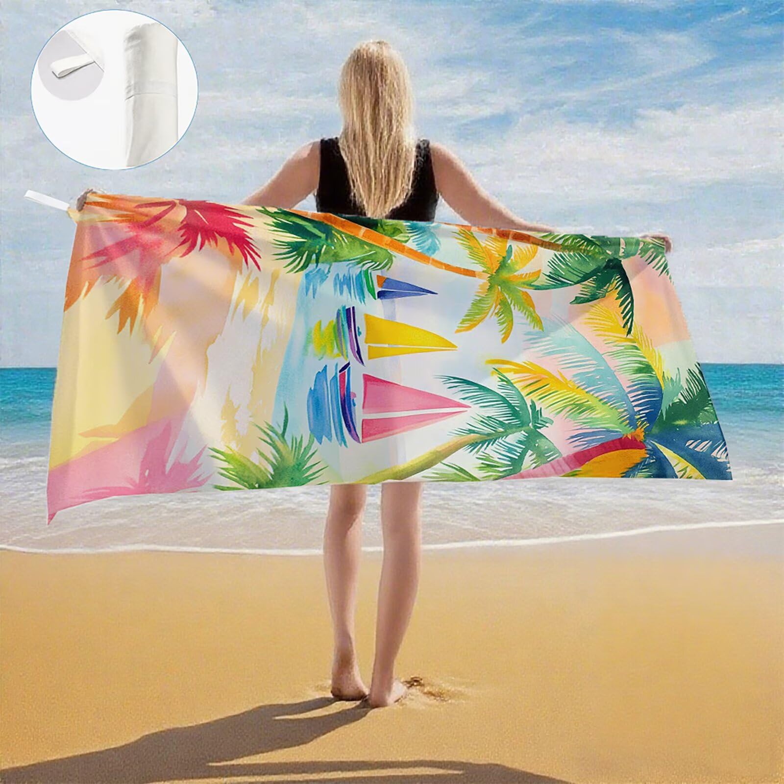 Serviette de Plage XXL 80x160 cm,Frais Serviette Plage Microfibre avec Séchage Rapide, Anti-Sable, Absorbante Fonction Design pour Vacances Piscine Pique-Nique Voyages Yoga, Cadeau Femme Q-791