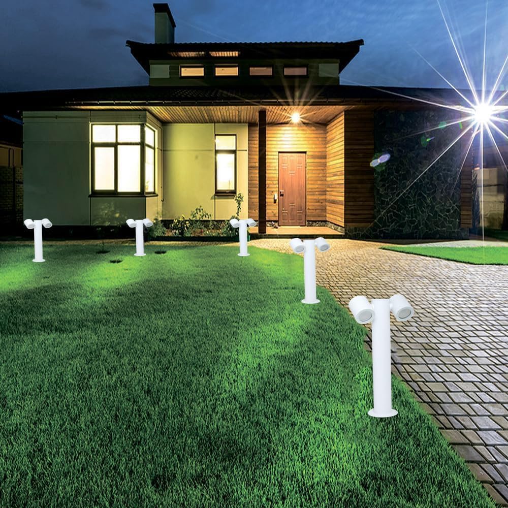Lampione da Giardino GU10 IP44 440mm, Palo Luce da Esterno Moderno in Alluminio, Attacco GU10, Lampada da Terra per Vialetti, Giardino, Cortile – Senza Lampadina 539PB-B440 (Bianco)