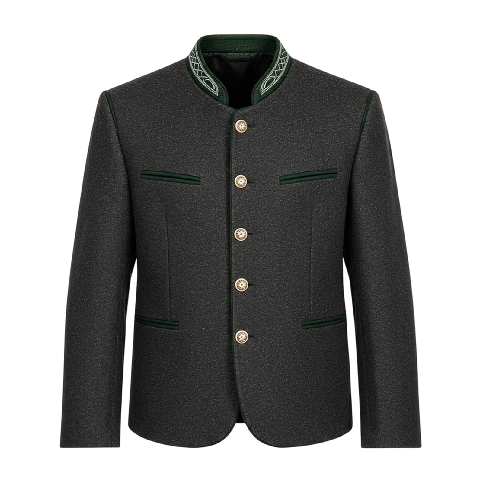 Trachtenjacke Herren Traditioneller Trachtenjanker mit Knopfleiste, Strickjacke Herren, Oktoberfest Outfit, Lederhosen Jacke, Trachtenweste, Trachtenmode für Männer, Schwarz, S-3XL