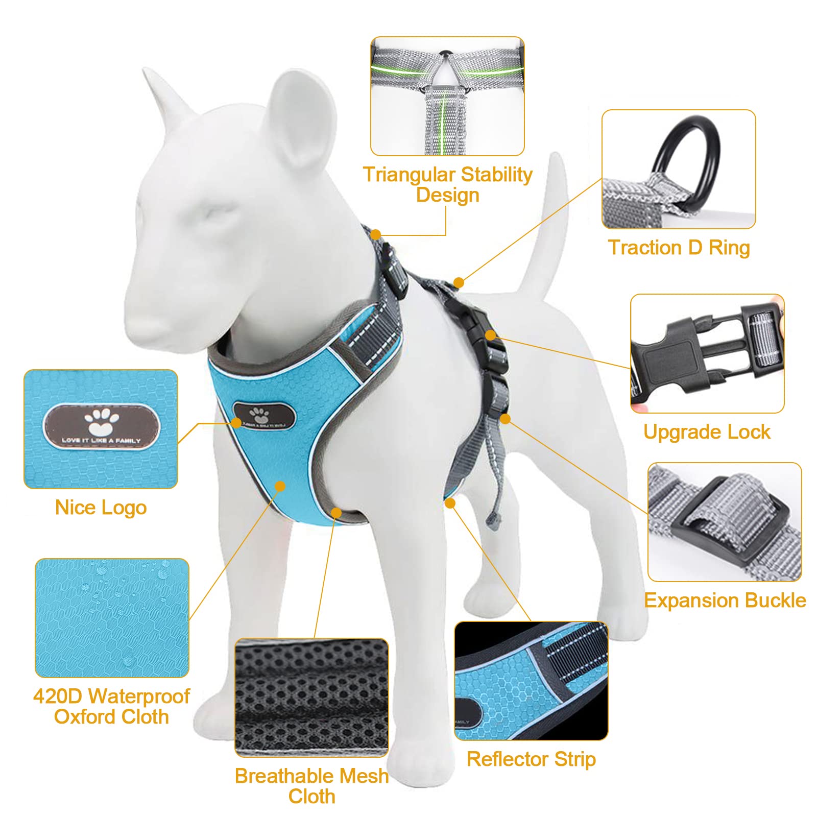 Imbracatura Per Cani Riflettente - Senza Tirare, Sicura Di Notte | OEM - Foto 9