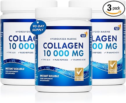 Swedish Nutra Marine Collagen 10,000 mg Unflavoured Powder, 3 x 300 g