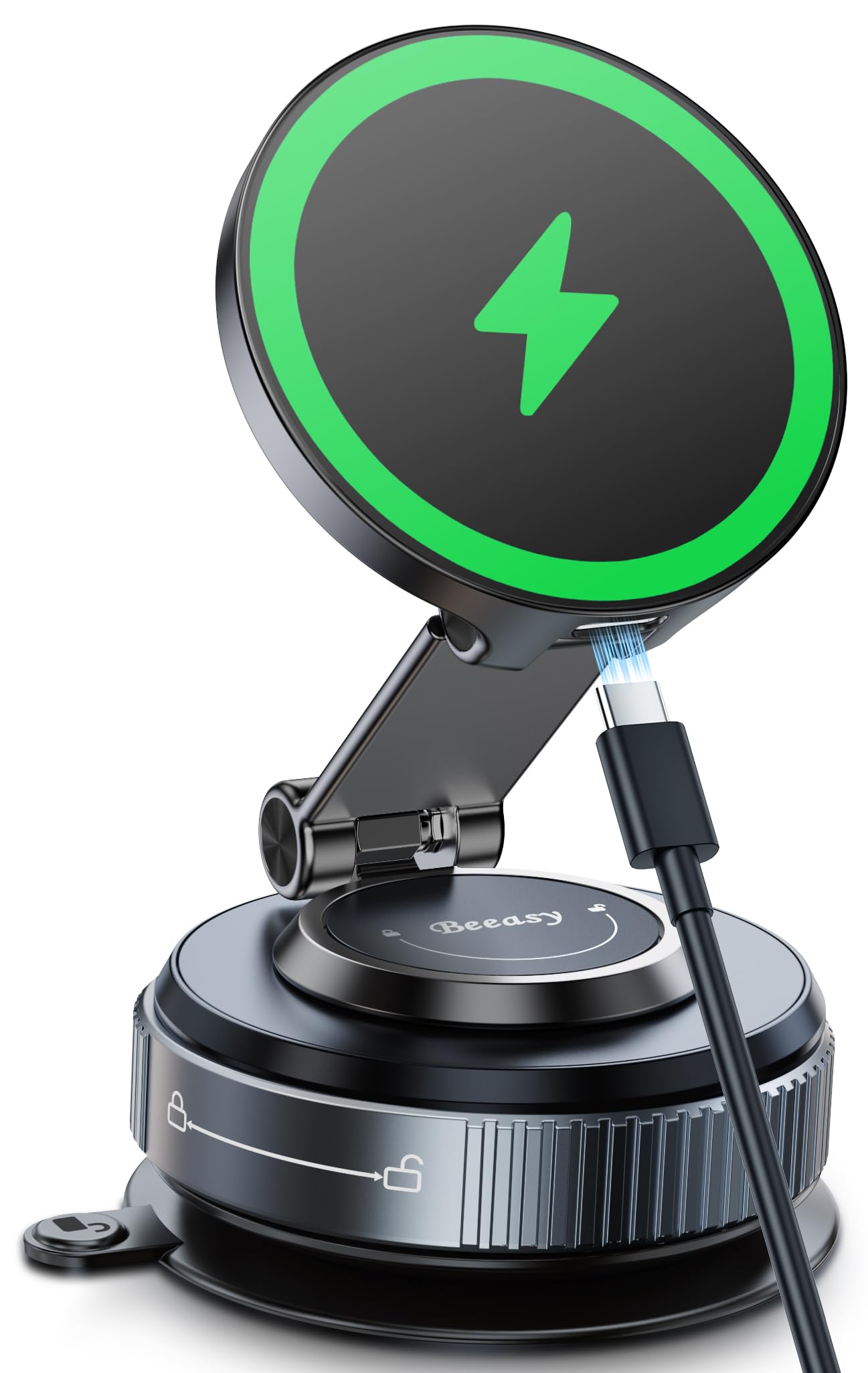 Beeasy für MagSafe Autohalterung 15W Handyhalterung Auto mit Ladefunktion, Magsafe Ladegerät Kfz Magnet Wireless Car Charger mit Vakuum Saugnapf für iPhone 17 16 15 14 13 12 Pro Max