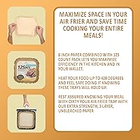 Vista 6 de Forros desechables para freidora de aire – Paquete de 125, papel pergamino antiadherente sin blanquear de 8 pulgadas, se adapta a cestas de 5-8