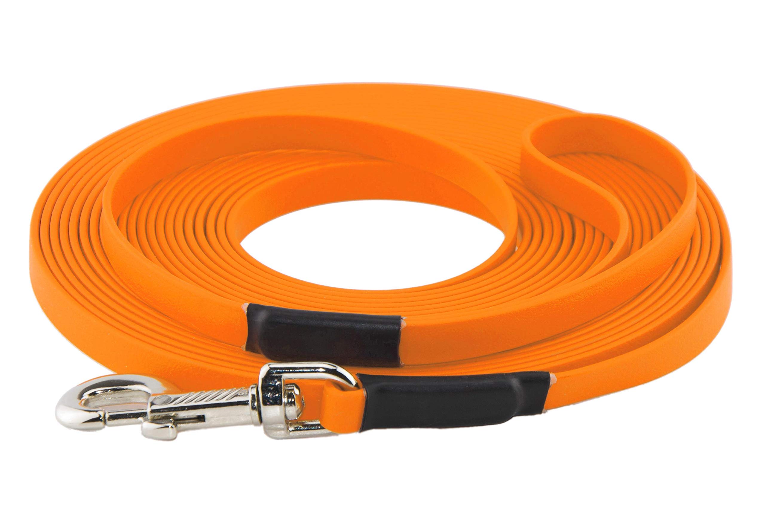 LENNIE BioThane Schleppleine, 9mm, Hunde 5-15kg, 15m lang, mit Handschlaufe, Pastell-Orange, genäht