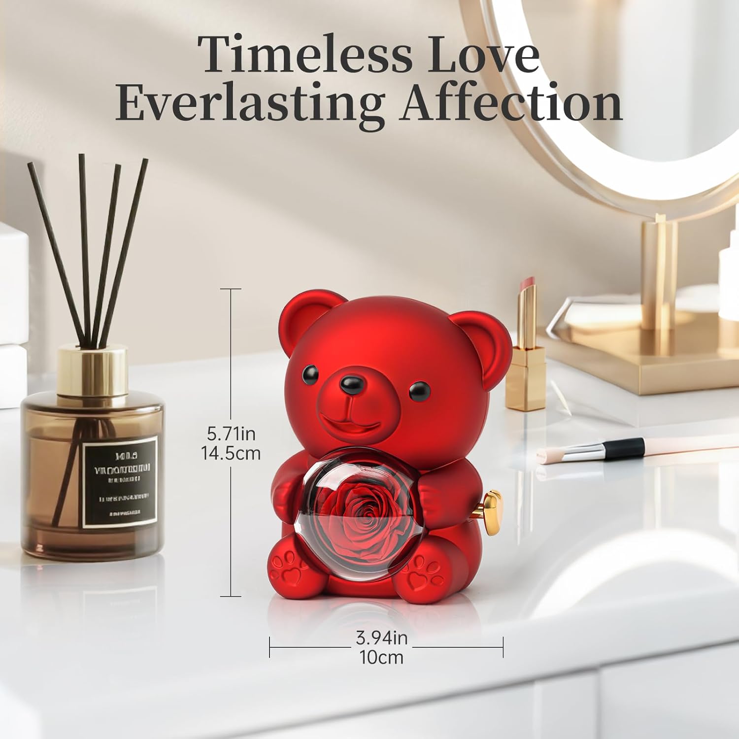 Preserved Rose Teddy Bear – Real Rose in Elegant Gift Box – Romantic Gift for Her – Perfect for Mother’s Day, Anniversary, Wedding, or Bridal Shower (Red) - Image 4