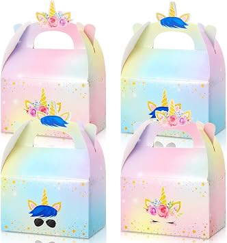 Leinuosen 24 Pcs Unicorn Gift Boxes Rainbow Party Favor Treat Boxes