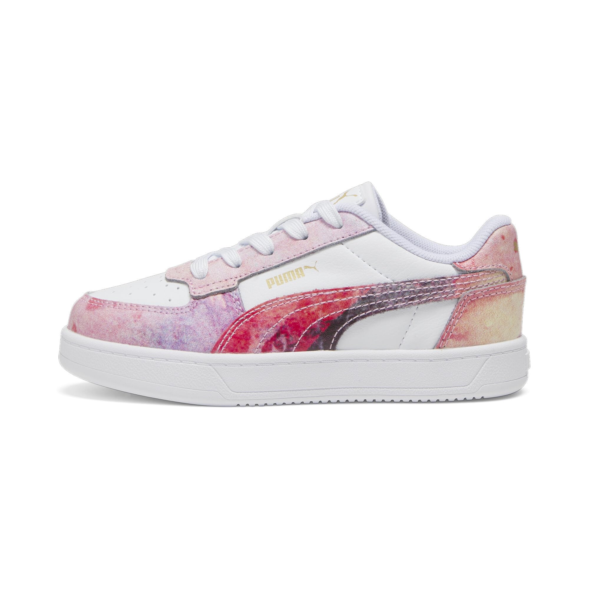 PUMA Unisex-Child, Caven 2.0 Paint, PUMA White-Pink Lilac-Puma Team Gold, Little Kid 10.5
