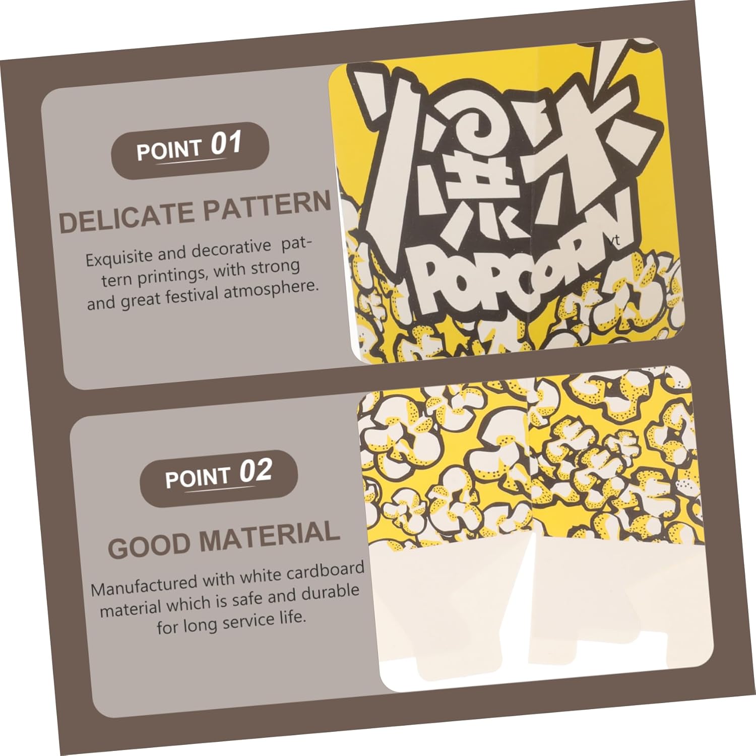 100pcs Popcorn Boxes Paper Snack Storage Containers for Parties Movie Events Lightweight Cardboard Holders for Popcorn Candy Treats and More