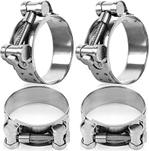 Motorcycle Exhaust Pipe Clamp 4pcs Stainless Steel Exhaust Sleeve Clamps for Family Turbines Drainage Pipe Fitting Boats Trucks Construction (48-51mm)