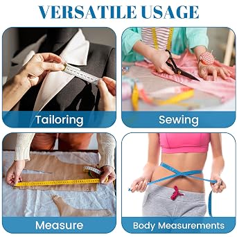 Tape Measure Body Measuring Tape 9 Pack Soft Fabric Measuring Tape for Sewing Cloth Measurement,Double Scale Tailor Ruler for Weight Loss (Blue)