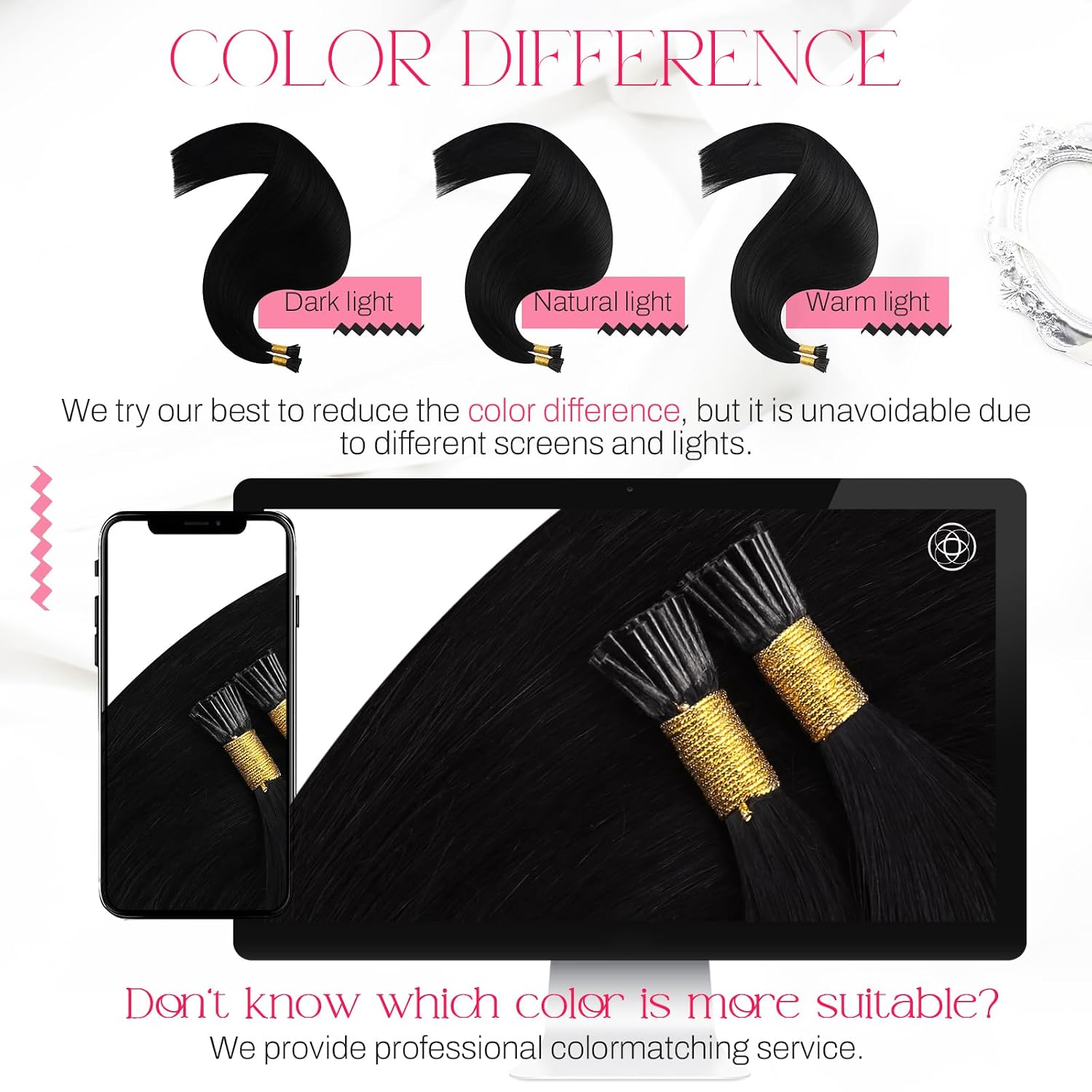 Moresoo I Tip Hair Extensions Human Hair Black Itip Human Hair Extensions 24 inch Long Straight Itip Extensions Real Human Hair Jet Black for Wedding 0.8g/strand 50 strands