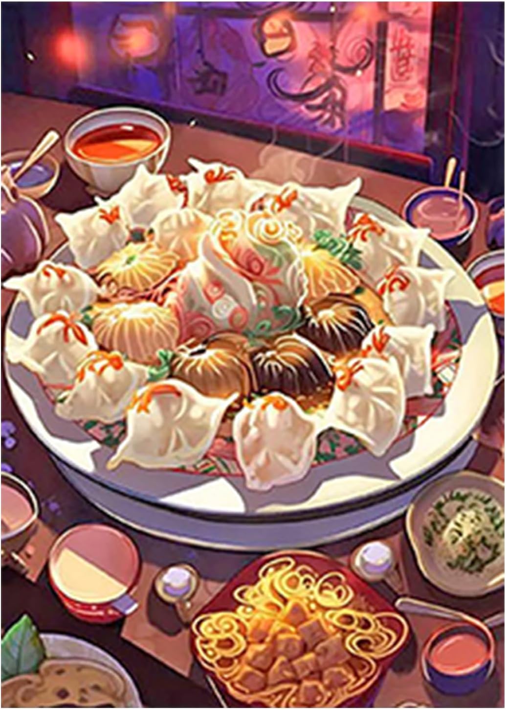 SHEGZHUC Diamond Painting Kitchen Dumplings China 30 x 40 cm Diamond Painting Kitchen Motif Spices Kitchen Diamond Painting Art Embroidery Cross Stitch Pictures Gift Wall Decoration