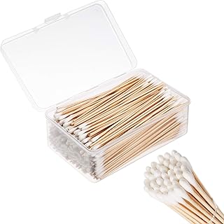 Norme 6 Inch 500 Pcs Long Cotton Swabs with Wooden Handles Cleaning Swabs Cotton Buds for Oil Makeup Eye Ears Eyeshadow Brush and Remover Tool in Storage Case