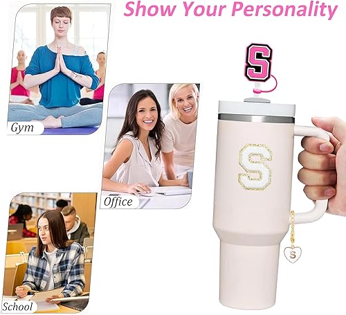 Miniatura 6 de Vvbbt (2+2+2 2 fundas de silicona para popote) diseñadas para accesorios de tazas Stanley de 30 y 40 onzas, 2 dijes de mango de identificación con