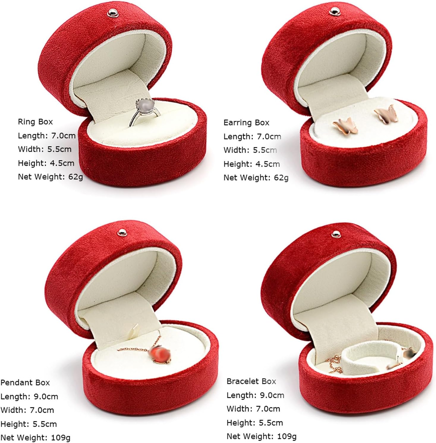 Red Flannel Jewelry Box Set, Premium Wedding Ring for Couples Earring Pendant Packaging for Proposal, Engagement