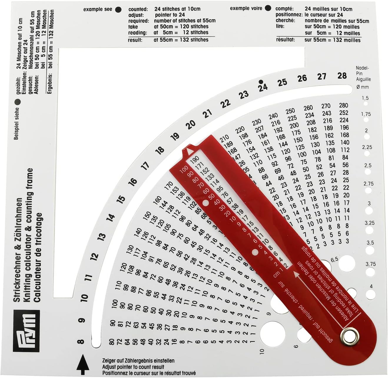 JCBIZ Knitting Counter Knitting Gauge Converter 150x150mm Knitting Stitch Calculator and Counting Frame Ruler, Knitting Tools