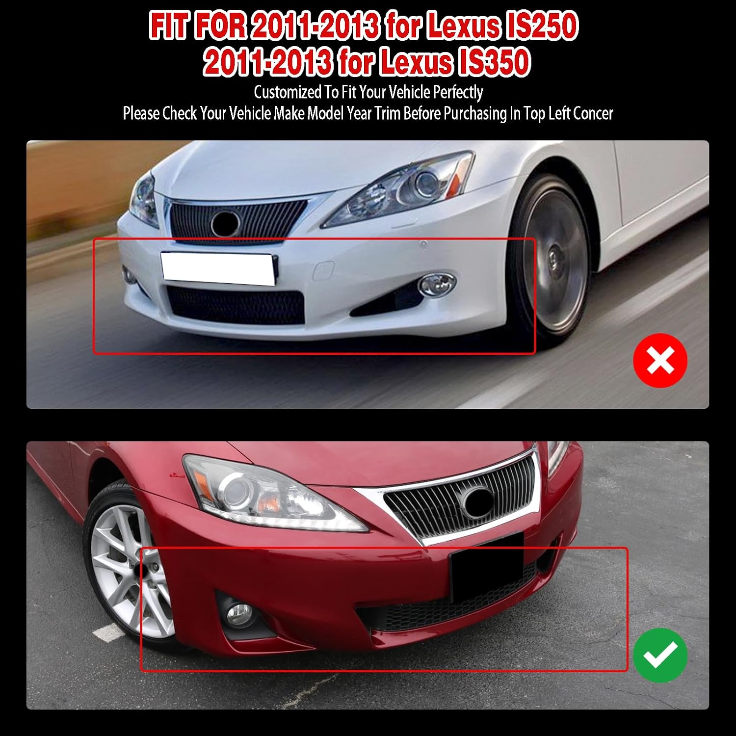 Front Bumper Lip for Lexus IS250 IS350 2011-2013 Glossy Black