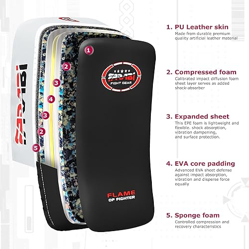 Miniatura 9 de Farabi Sports Almohadilla tailandesa almohadilla de patada de kickboxing escudo de golpe de entrenamiento de patada MMA Muay Thai curvada x 1 unidad