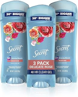 Secret Antiperspirant and Deodorant Women, Delicate Rose Scent, Clear Gel 3.4 oz (Pack of 3)