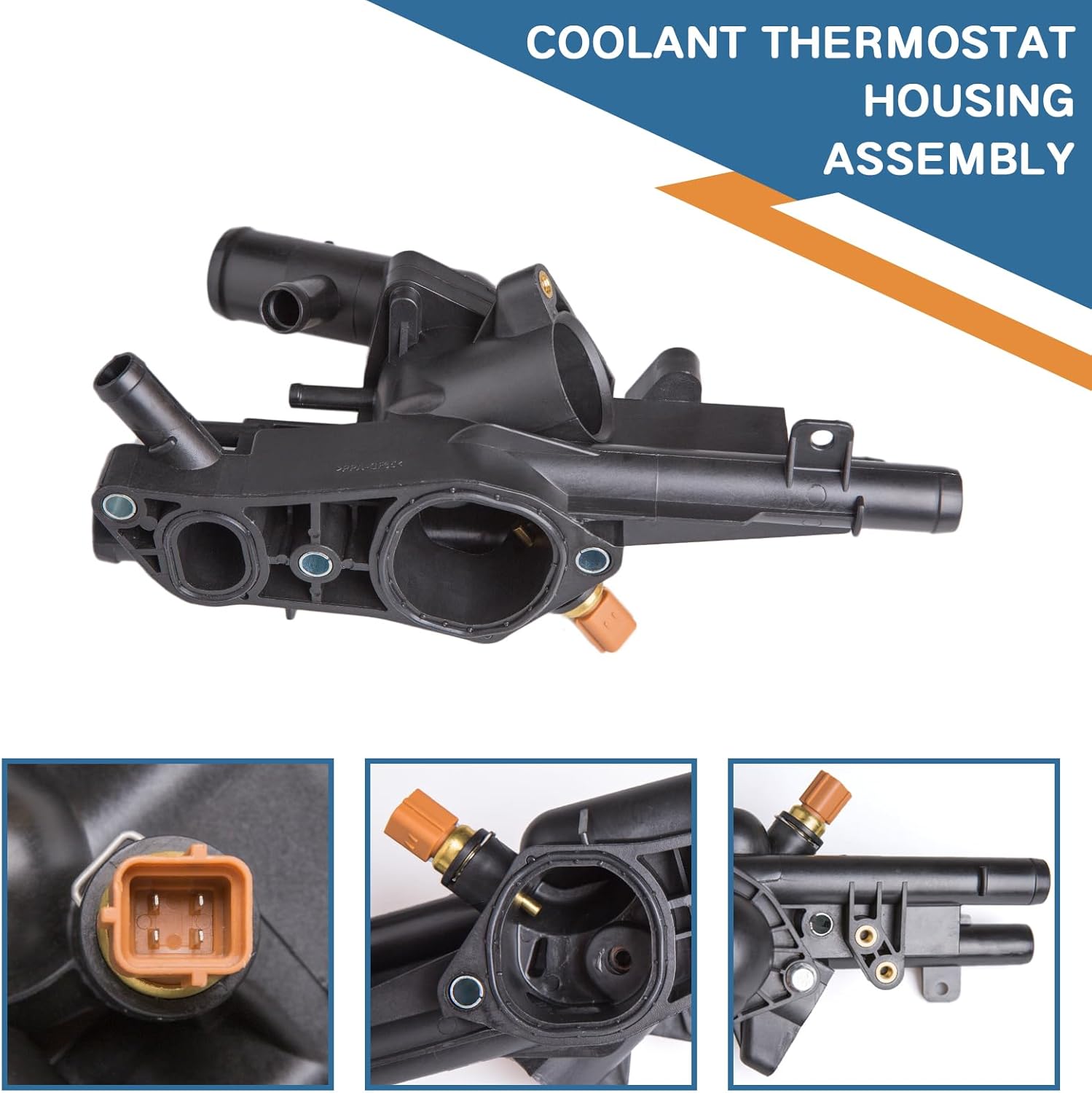 Coolant Thermostat Housing Assembly for Hyundai Sonata Tucson Santa Fe Sport 2010-2016 Kia Sportage Optima Sorento 2011-2016 2.4L L4 Replace 256002G500 25600-2G500 86025 86230 902-5128 817060