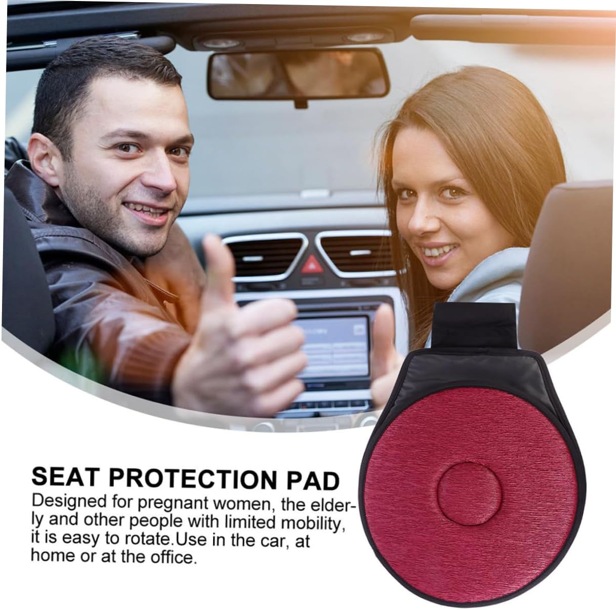 Ergonomic Swivel Seat Cushion 360° Rotating Car Seat Pad Comfort for Seniors Lightweight Non-Slip