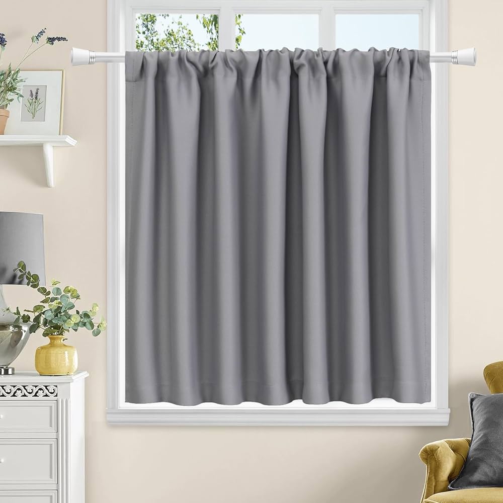 グレー_100x80 AooHome 遮光カフェカーテン 小窓用 遮熱 断熱 丈80cm 1