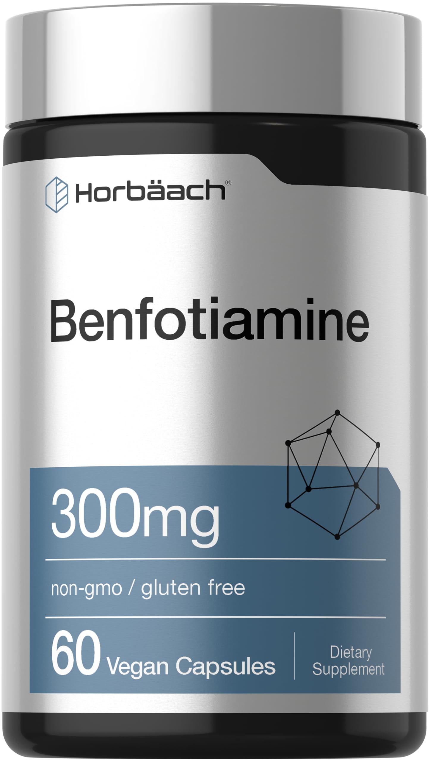 Horbaach Benfotiamine 300mg | 60 Capsules | Vitamin B1 Thiamine